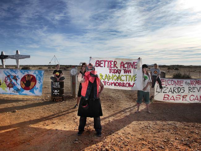 Protesters gathering at Arabunna base camp, before the 2012 Olympic Dam rally.